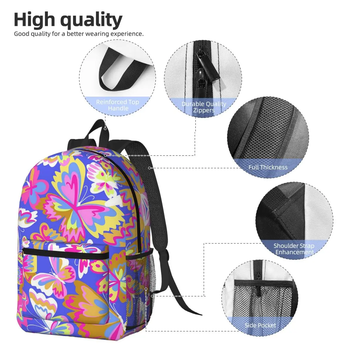 Colorful Butterfly Backpack Boys Girls BookBag Children School Bag Computer Shoulder Bags for Men Women