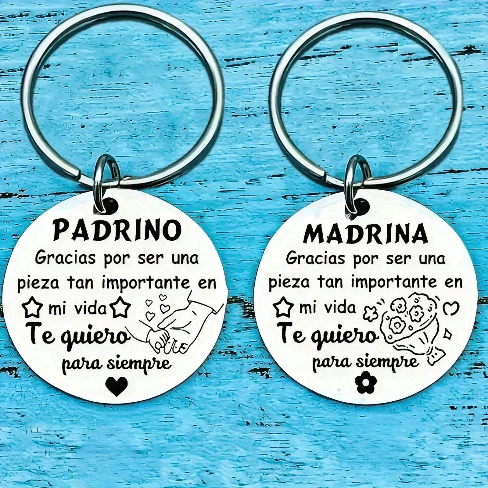 Stainless Steel Keychain,Godmother And Godfather Key Ring Gift,Funny Creative Key Chain With Key Buckle,Christmas Gift,Christmas