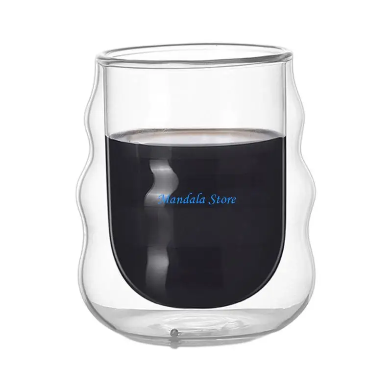 U2JC High Borosilicate Glass Double Walled Coffee Tea Cup With Heat Resistant Design