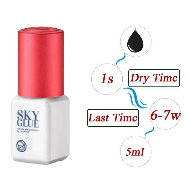 Korea Sky Glue S+ 1-2s Fastest Dry Time Eyelash Extensions Glue MSDS 5ML Extra Strong Adhesive NO Original Bag