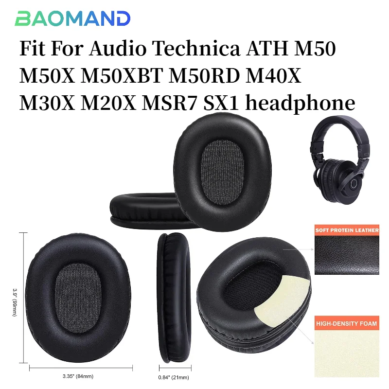 

Ear Pads for Audio Technica ATH M50 M50X M50XBT M50RD M40X M30X M20X MSR7 SX1 Headphones Soft Foam Ear Cushions