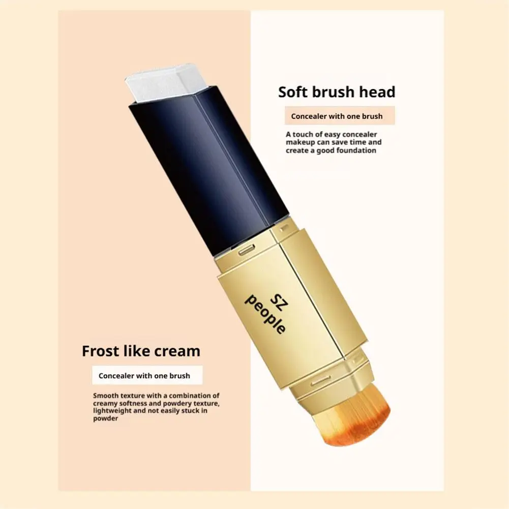 2-in-1 doppelseitiger Concealer-Stick mit Pinsel, vollständige Abdeckung für Augenunter- und Gesichtsunreinheiten, doppelköpfige Konturierung, koreanisch