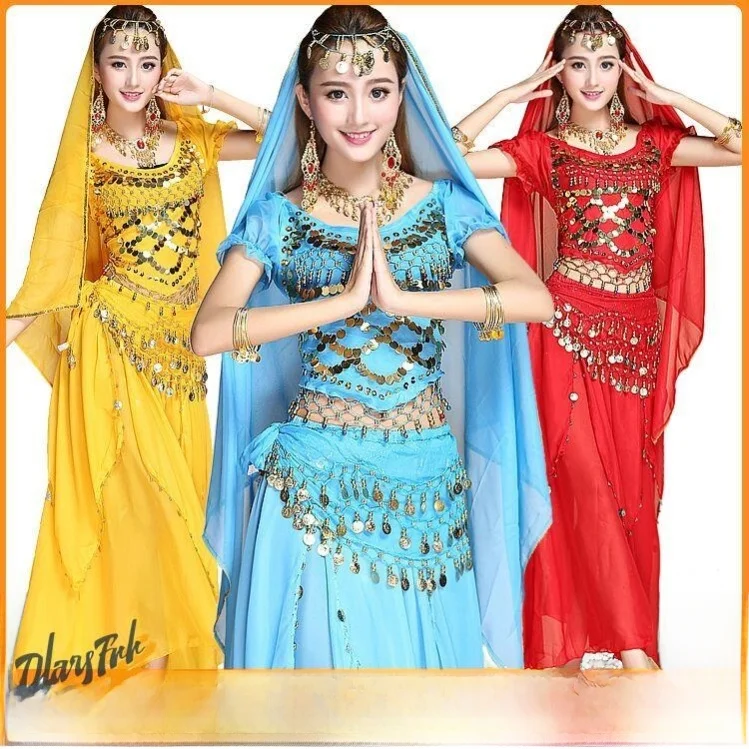 

Sexy Belly Dance Performance Costume Women's Sari Ethnic Dance Outfit Tianfu Girl Stage Performance Suit Traditional National...