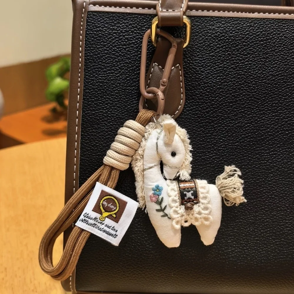 Stuffed Animal Horse Plush Keychain Hanging Decor Cute Design Horse Year Key Ring Backpack Ornaments Lucky Mascot Pony Pendant
