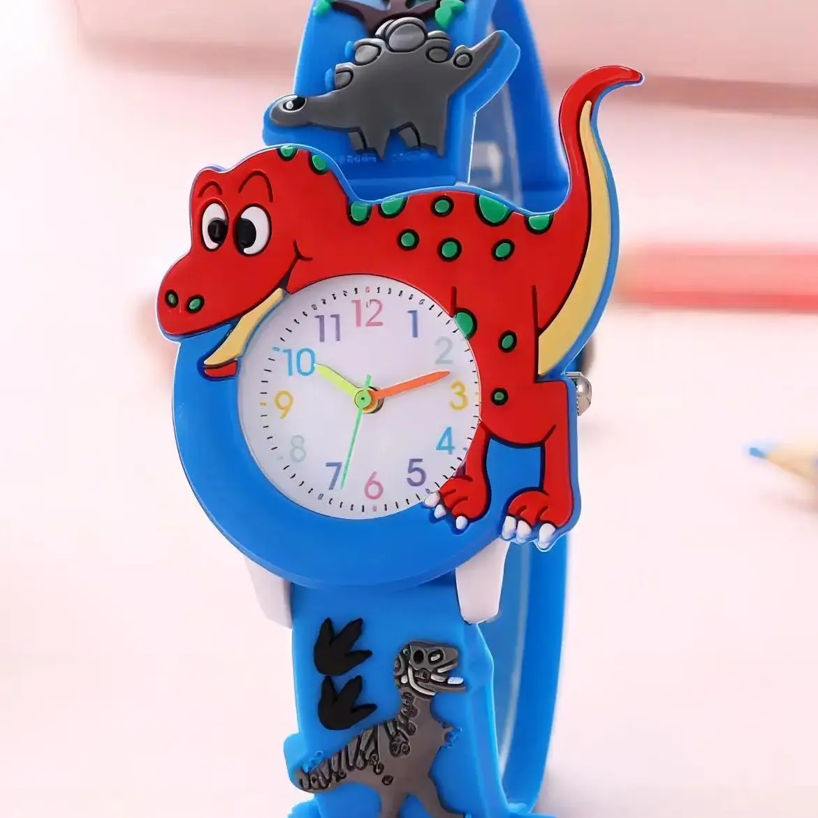 Dinosaur Kids Children Cartoon Watches Gift Friends Happy Cute Silicone Strap Boys Girls Students Watch for Primary School