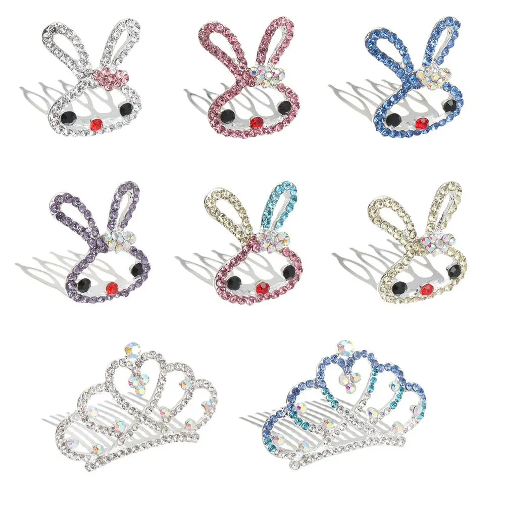 Lovely Crystal Party Rabbit Crown Comb Children's Headwear Hairpin