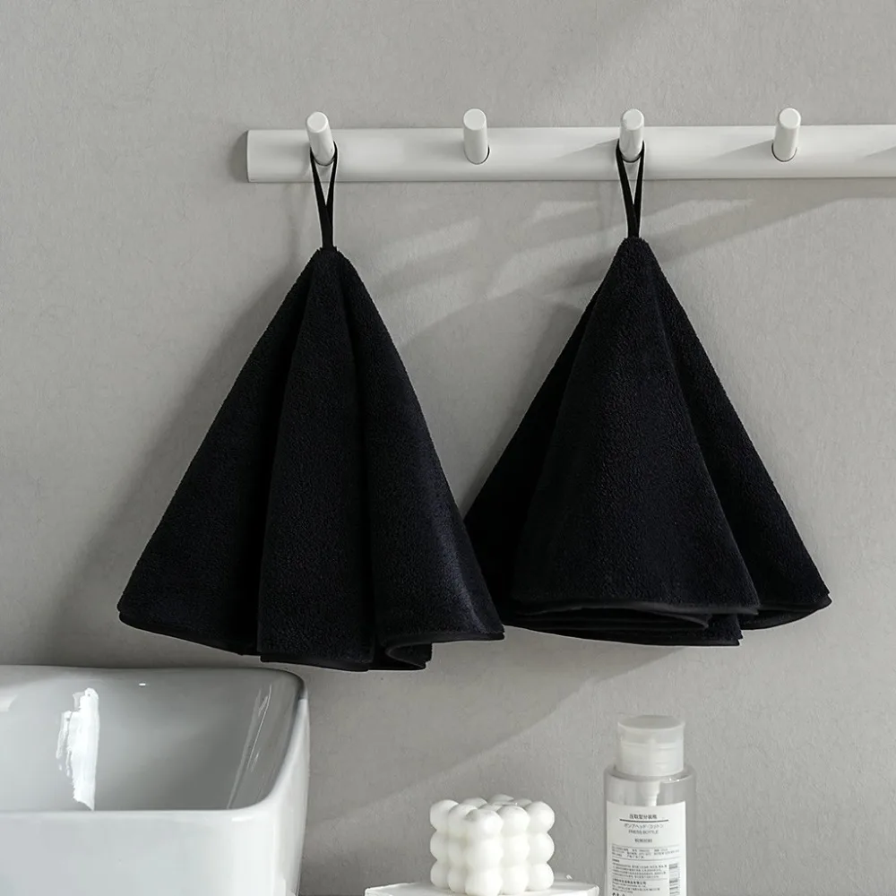 

2PCS Super Absorbent Round Kitchen Towel Hanging Coral Fleece Bath Towel Larg Size Soft Cleaning Cloth Washing Dishes