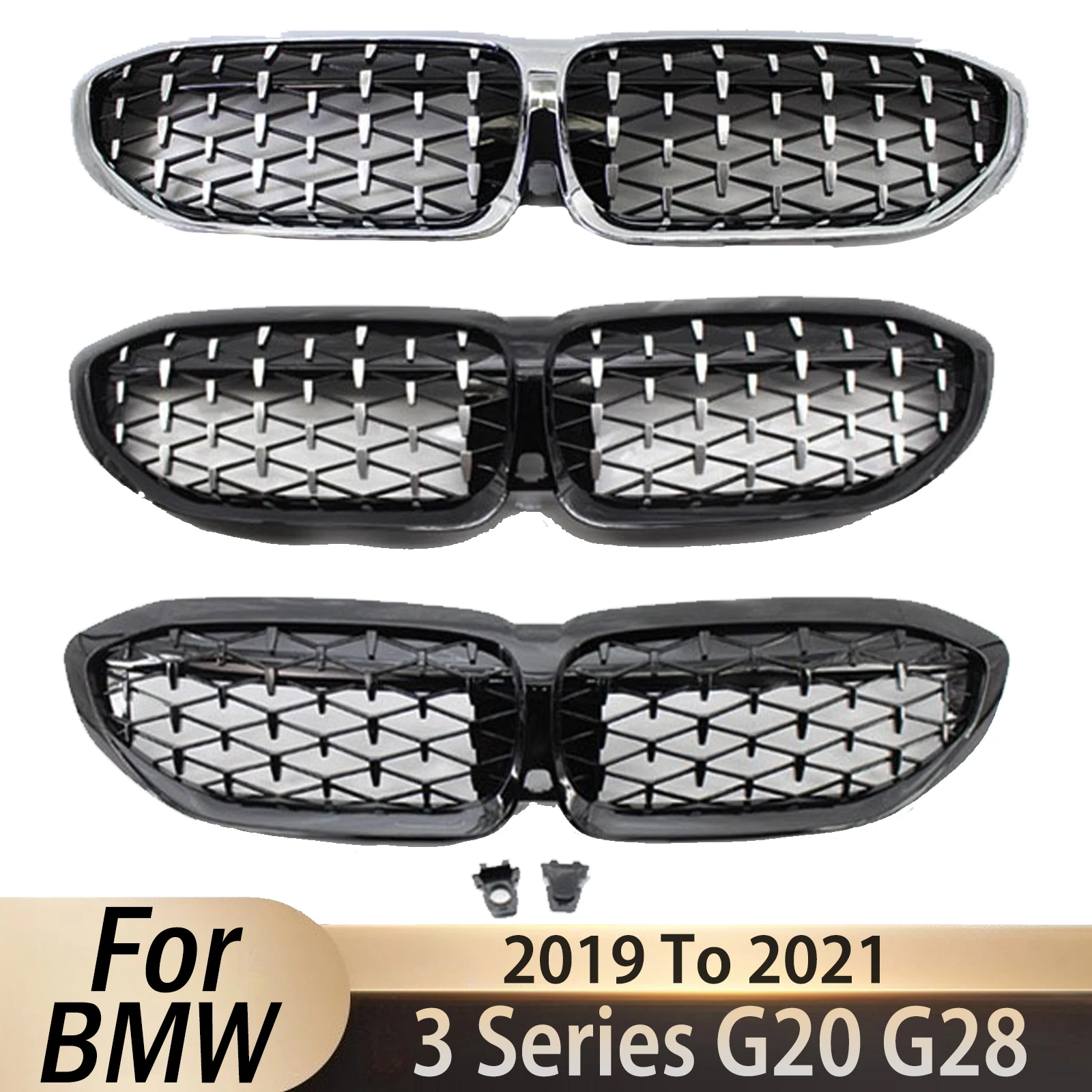 

For BMW 3 Series G20 G28 2019 To 2021 Replacement Part High Quality ABS Front Diamond Kidney Grill Racing Grille Meteor Style