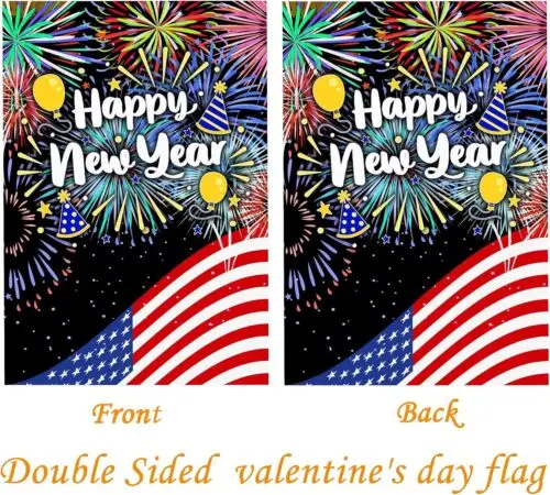 New Years Flag,Happy New Year Garden Flag 28 X 40 Inch Double Sided Happy New