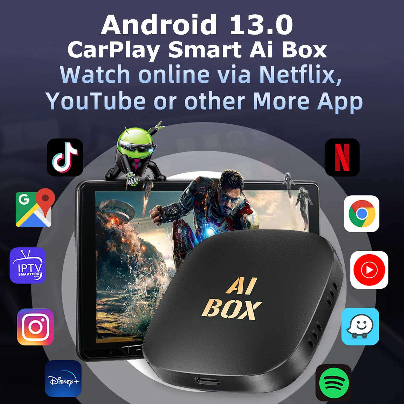 

Car Intelligent Systems Android 13 Wireless CarPlay Android Auto Adapter for Youtube Netflix IPTV Video Smart Carplay Ai Box