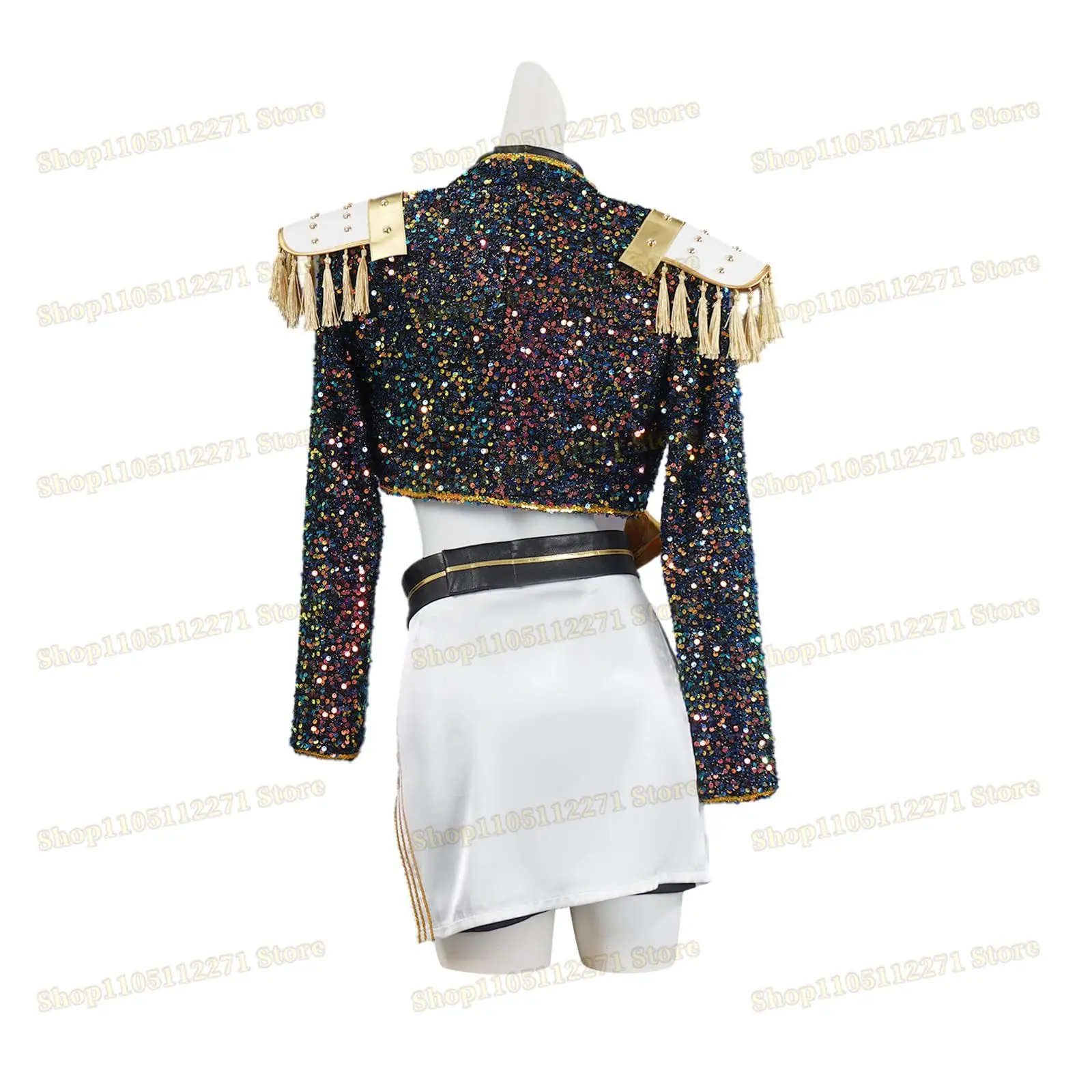 Disfraz dorado de cazadores de demonios, disfraz POP Rumi Zoey Mira, pelucas de disfraz dorado para mujer, conjunto de traje blanco para Halloween, conjunto POP de 2025 K