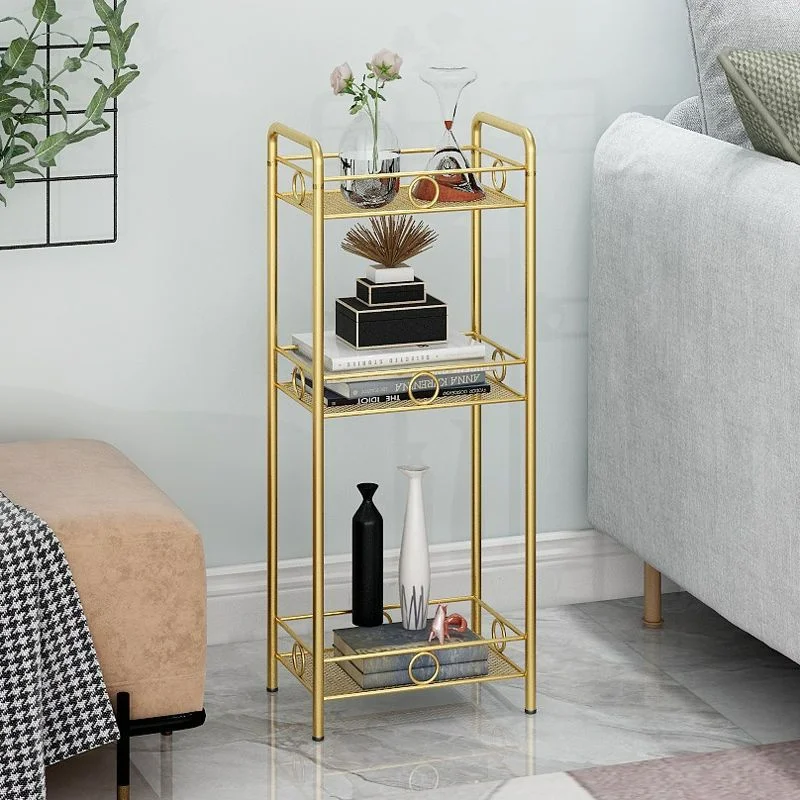 Nordic Golden Shelf Special for Bathroom 3-layer Metal Storage Rack Waterproof Kitchen Storage Rack Coffee Table Mesa Muebles