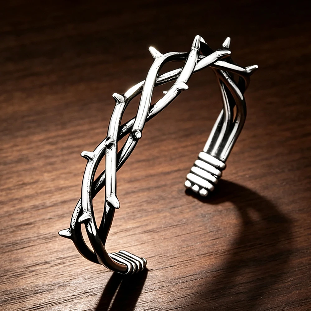 Stainless Steel Fashion Simple Bracelets Men's Vintage Twist Bracelet Unique Design Party Open Bangle Jewelry Gifts Never Fading