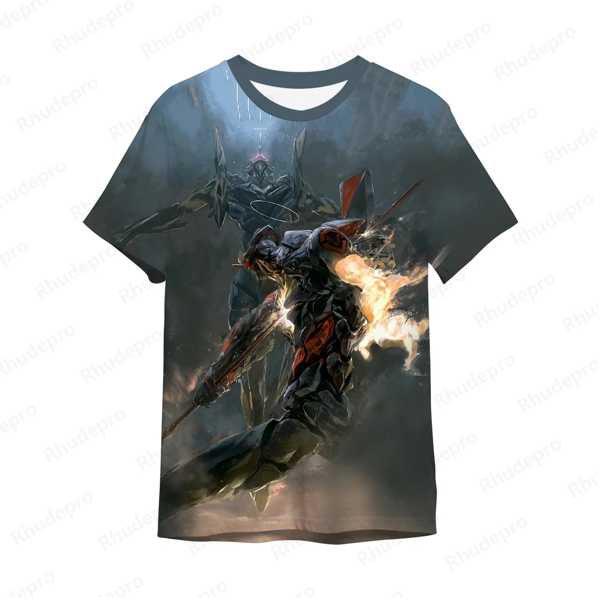 Camiseta masculina Neon Genesis Evangelion estampada, estilo Harajuku, blusa de manga curta anime, roupas cosplay, tendência, Y2k, nova