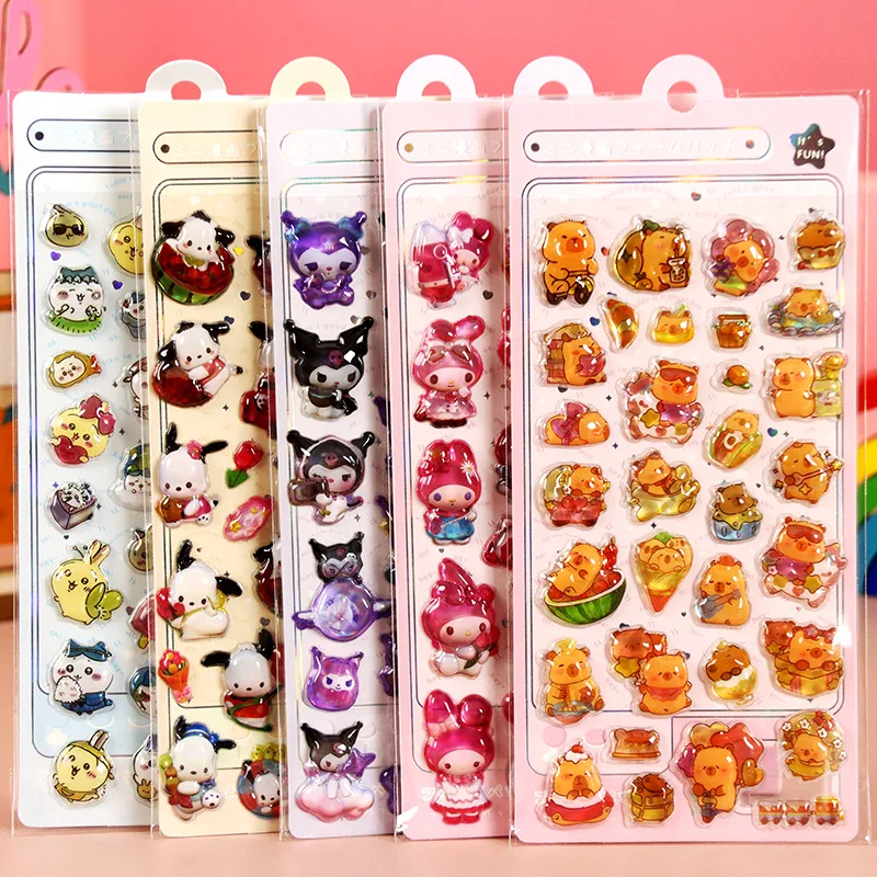 

Милые аниме для Hellokitty Kuromi Cinnamoroll, 3D наклейки, прозрачные желейные кристаллы, декоративная наклейка, чехол для телефона, сделай сам, детская игрушка