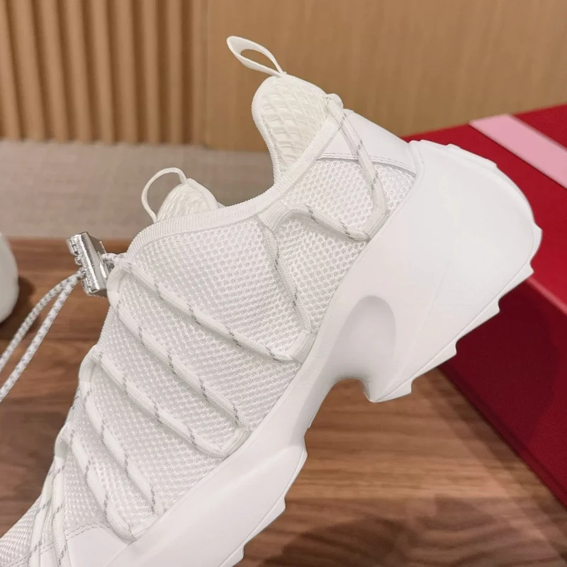 Designer Brand Original Square Button Water Diamond Mesh Dad Shoes Women's Genuine Leather Lace Sports and Leisure Shoes view 4