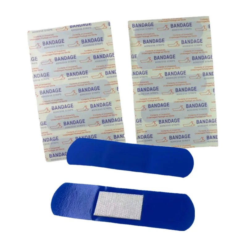 100pcs/set Blue Band Aid for Cook PE Waterproof Plasters  First Aid Strips Wound Dressing Patch Blue Adhesive Bandages