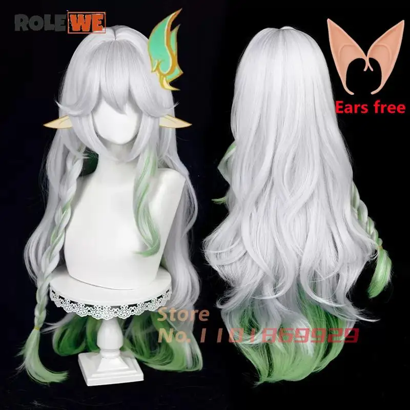 

Genshin Impact Cosplay Nahida Cosplay Wig The Greater Lord Rukkhadevata Wig 100cm Long Gradient Wig Ear Heat Resistant Hair Wigs