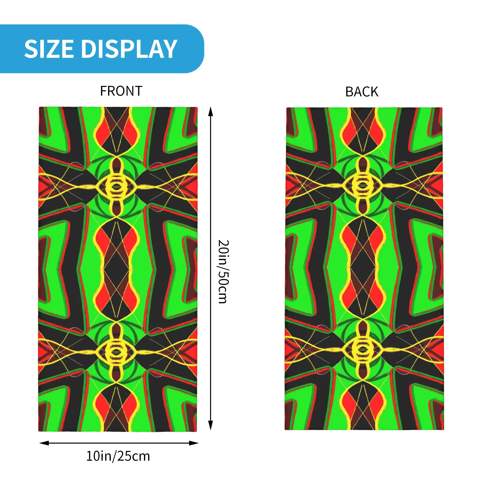 African Flag Inspired Symmetrical Design Bandana Neck Cover Printed Wrap Scarf Balaclava Outdoor Sports for Men Women Washable