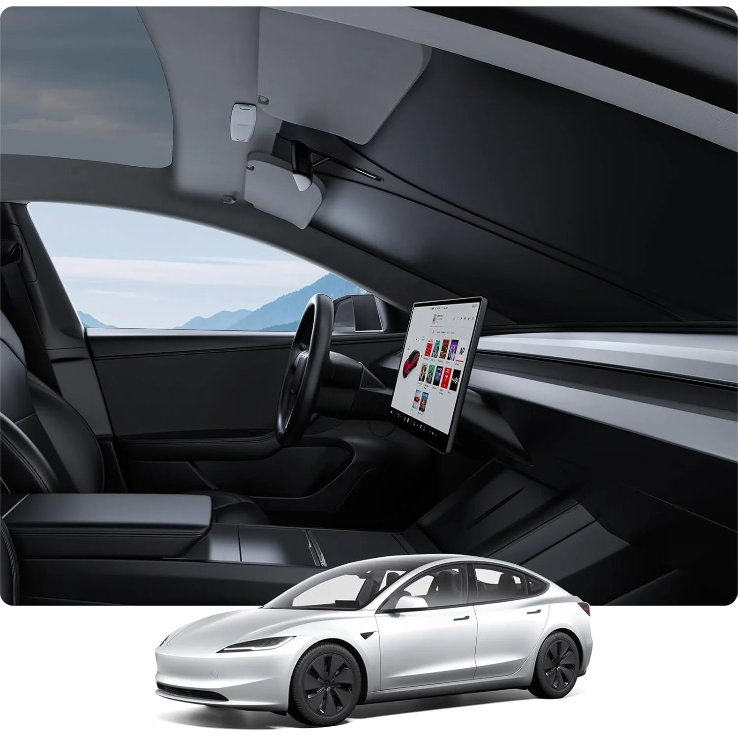 

Tesla Model Y/3 Windshield Sunshade, Folding Front Window Sun Shade Cover Heat UV Protection for 2017-2026