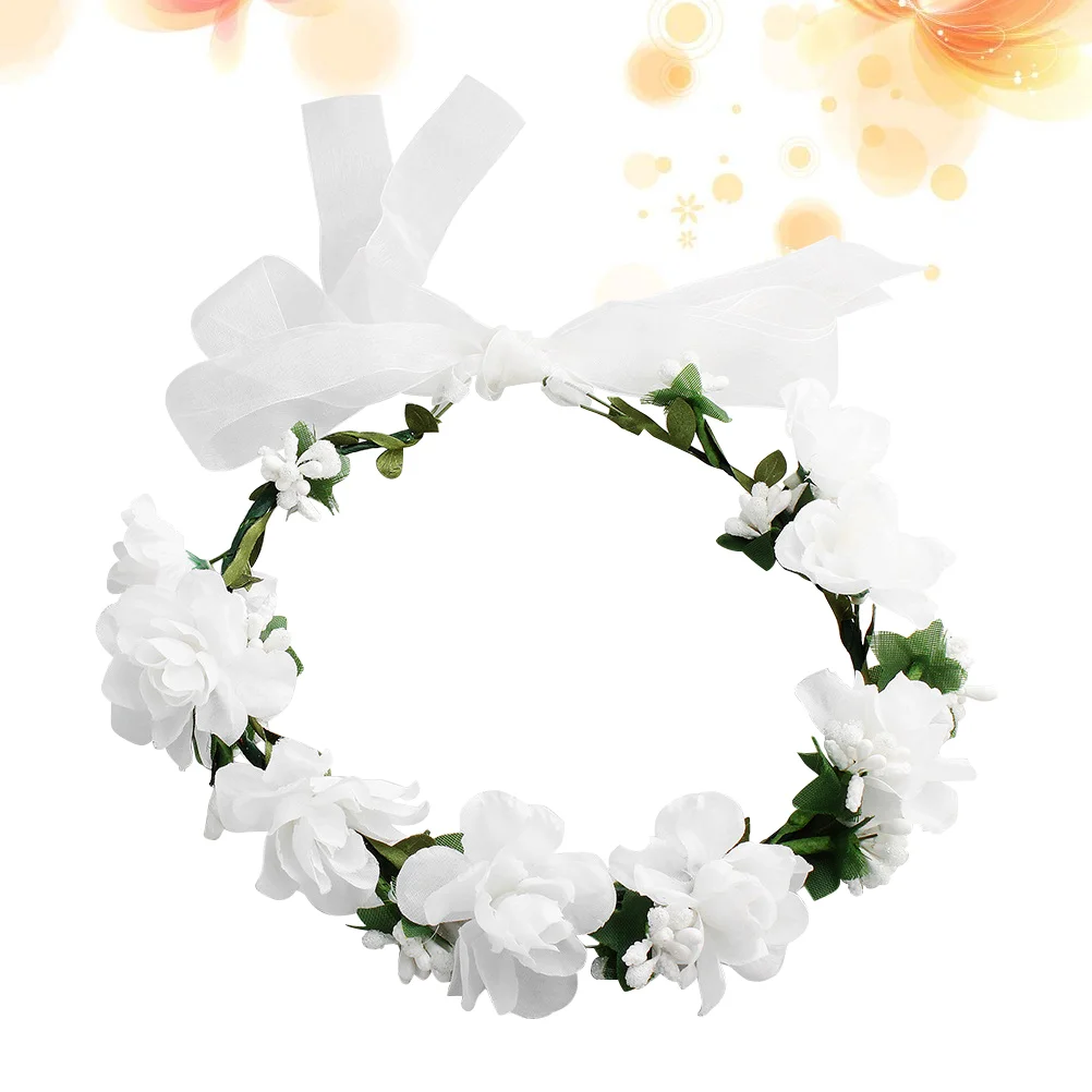 

Beach Style Garland Wreath Headgear Simulation Floral Leaves Headband Hair Loop Wreath Headband Wedding Bridal Hair Accessories