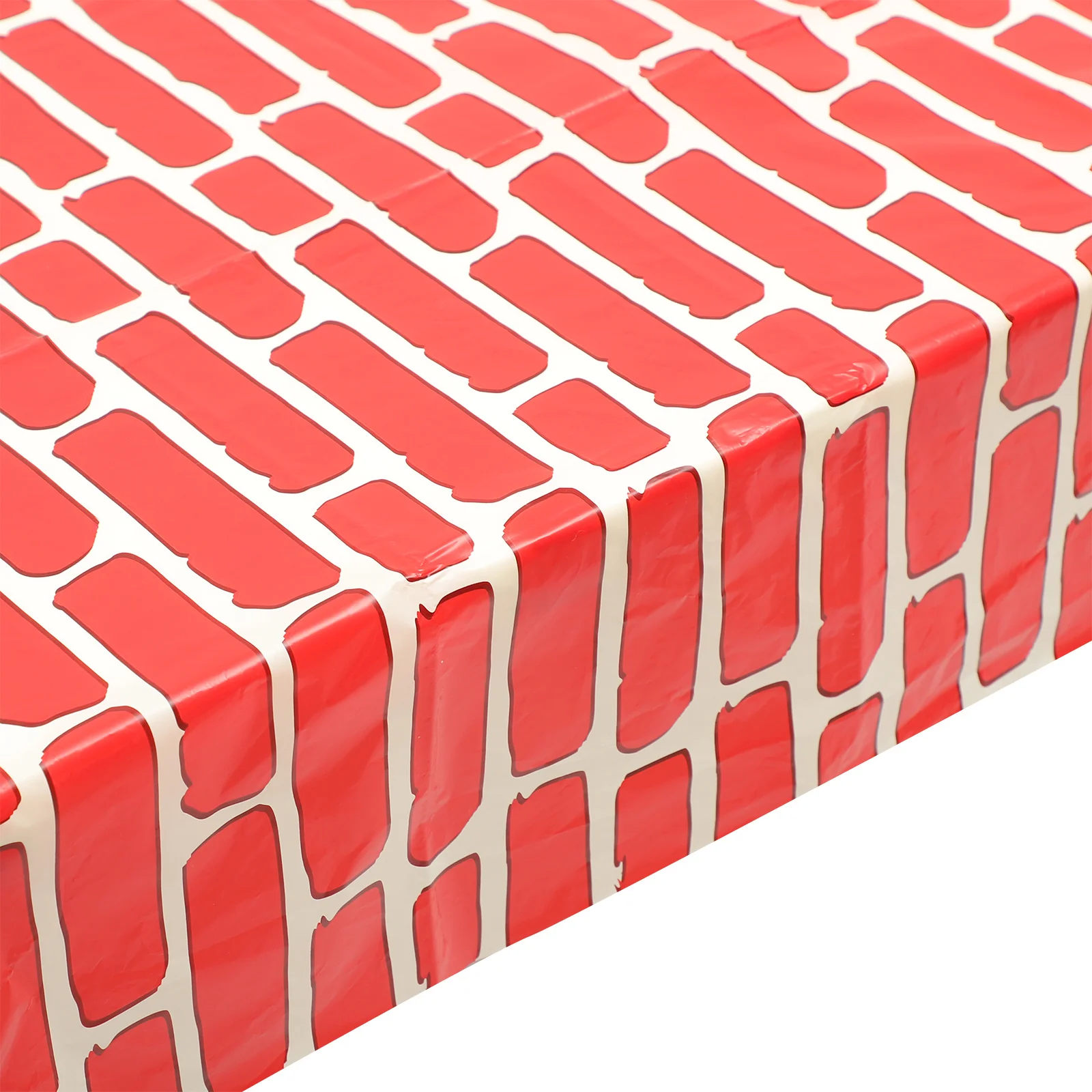 

2pcs Christmas Tablecloth Red Brick Wall Design Pe Waterproof Holiday Party Decoration Family Gathering Winter Celebration Table