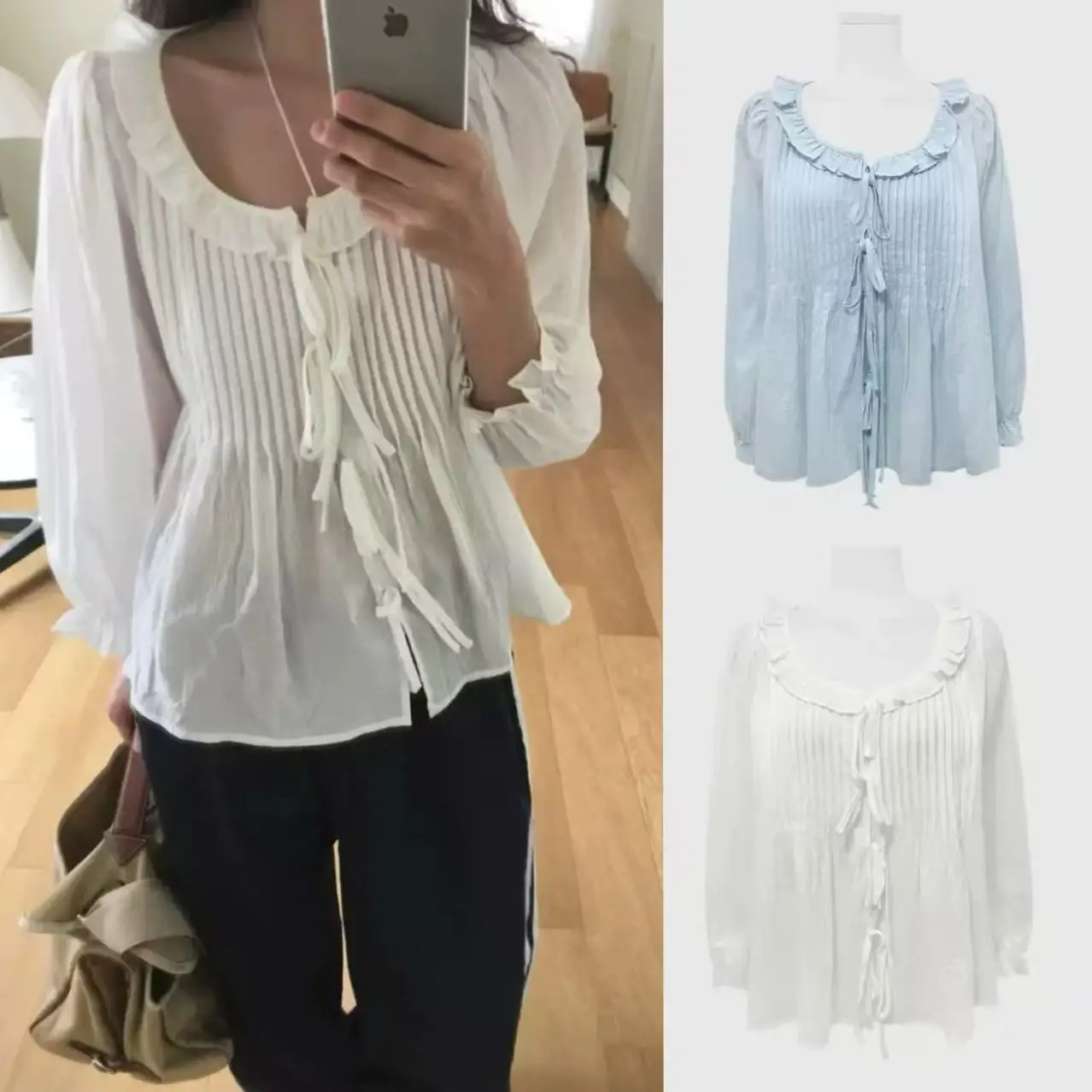 

Romantic round Ne irt Gauze Lace Trim Belted Cotton Summer New Arrival Women's Comfortable Breathable Long Sve Casual ...