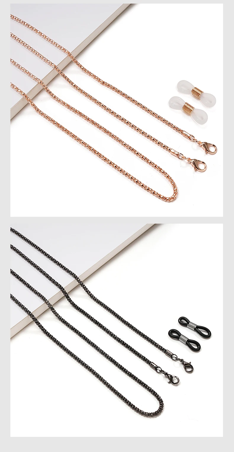 Modische Metall-Brillenkette für Damen; Halskette mit Anti-Rutsch- und Anti-Fall-Funktion; Brillenkette mit Kettenseil – Detail 6