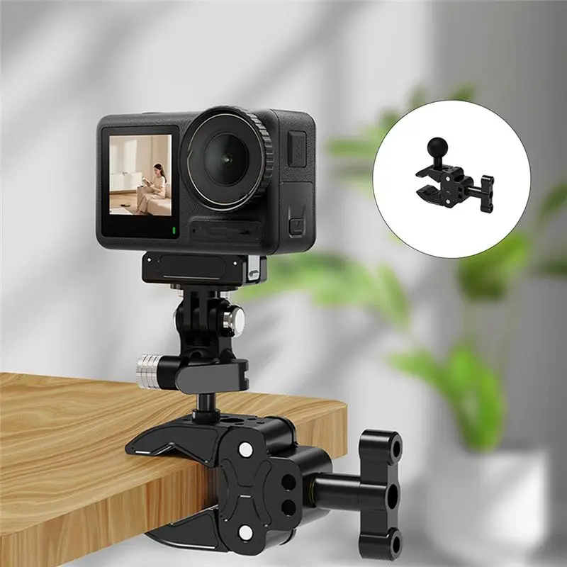 [NEW A09R!】 Aluminum Mount Heavy Duty Camera Super Clamp 1/4 Inch Hole For DSLR For Extended Stick Tripod Microphone Lighting Br