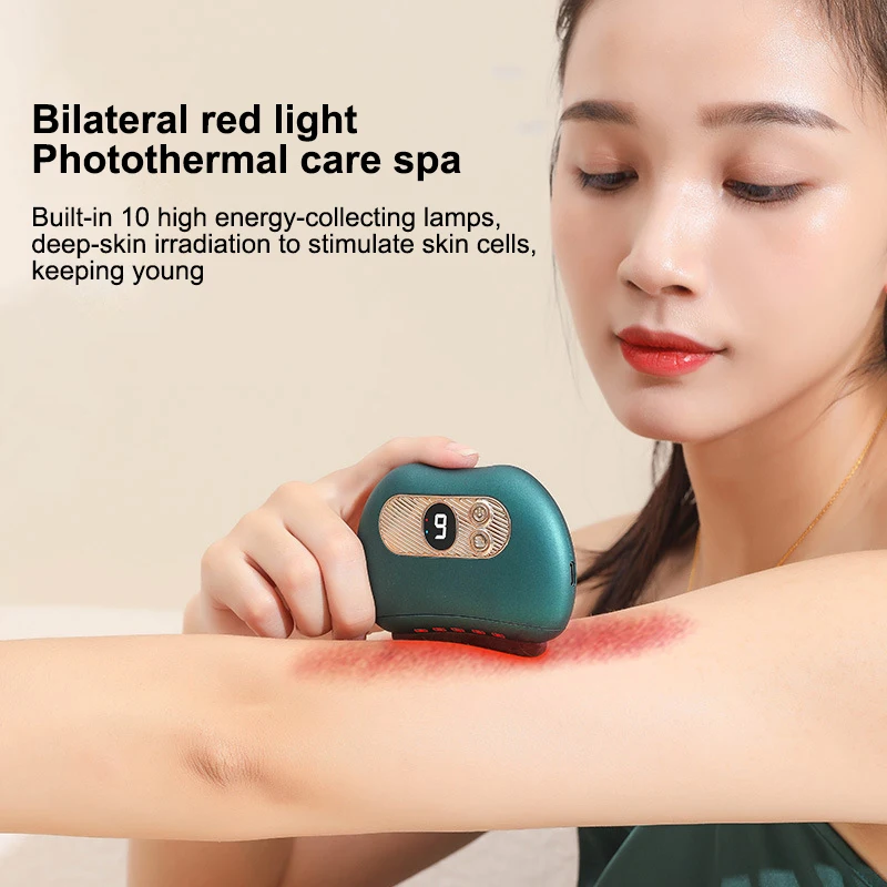 USB Electric Guasha Massager Hot Stone Heating Vibration Scraping Board Neck Back Massage Face Skin Gua Sha Facial Lifting Tools