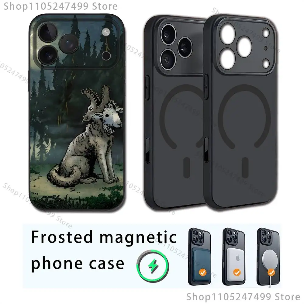 Schapen in wolf's kleding kunst Telefoonhoesje voor iPhone17,16,15,14,13,12,11,Pro,Max,Plus,Mini,SE4,Magnetisch Magsafe Draadloos opladen