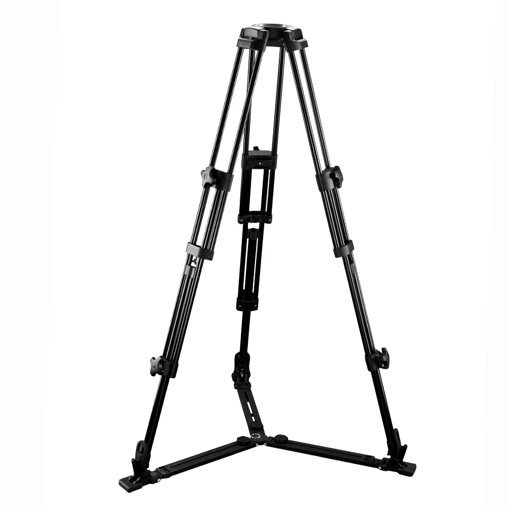 E-IMAGE EI7080AA المهنية الثقيلة مرحلتين الألومنيوم 100 مللي متر وعاء فيديو ترايبود لكاميرات الفيديو كاميرا الفيديو