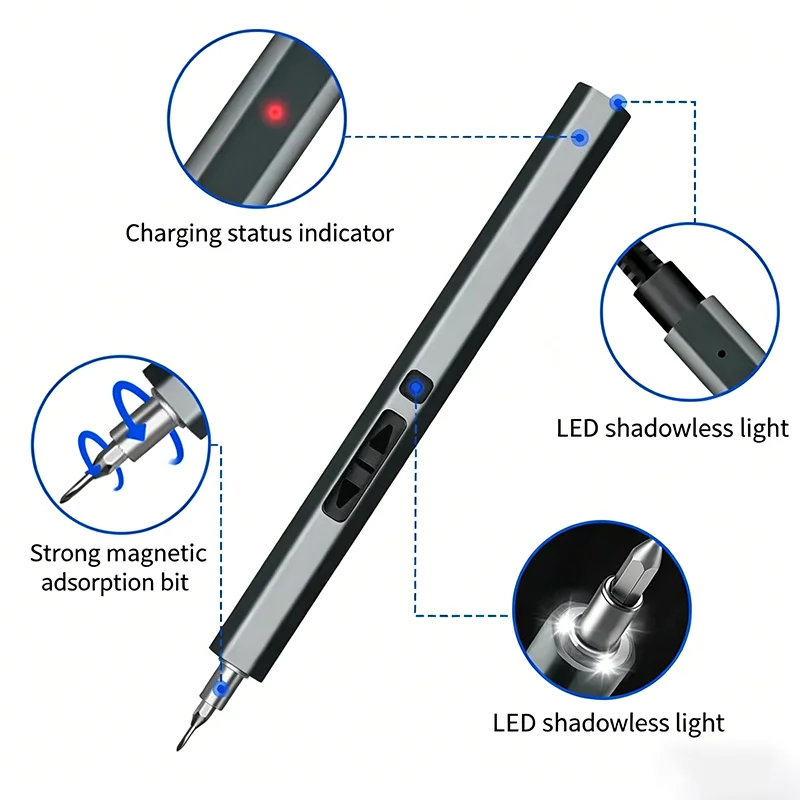 20 in 1 Precision Screwdriver Set with Aluminium Alloy Handle Highly Hardened Metal Bits Swivelling Design Disassembly Kit ﻿