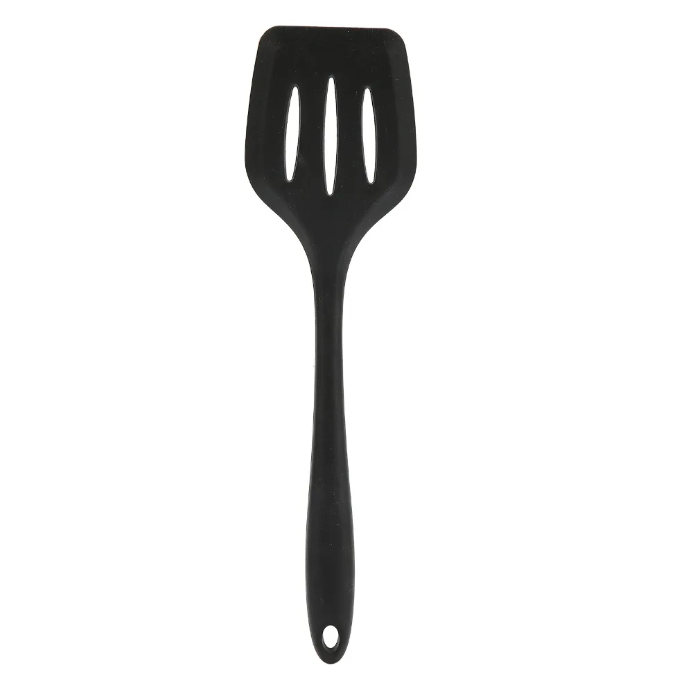3PCS Heat Resistance Silicone Spatula Food Grade Easy Cleaning Slotted Turner Multifunctional Black Slotted Spatula