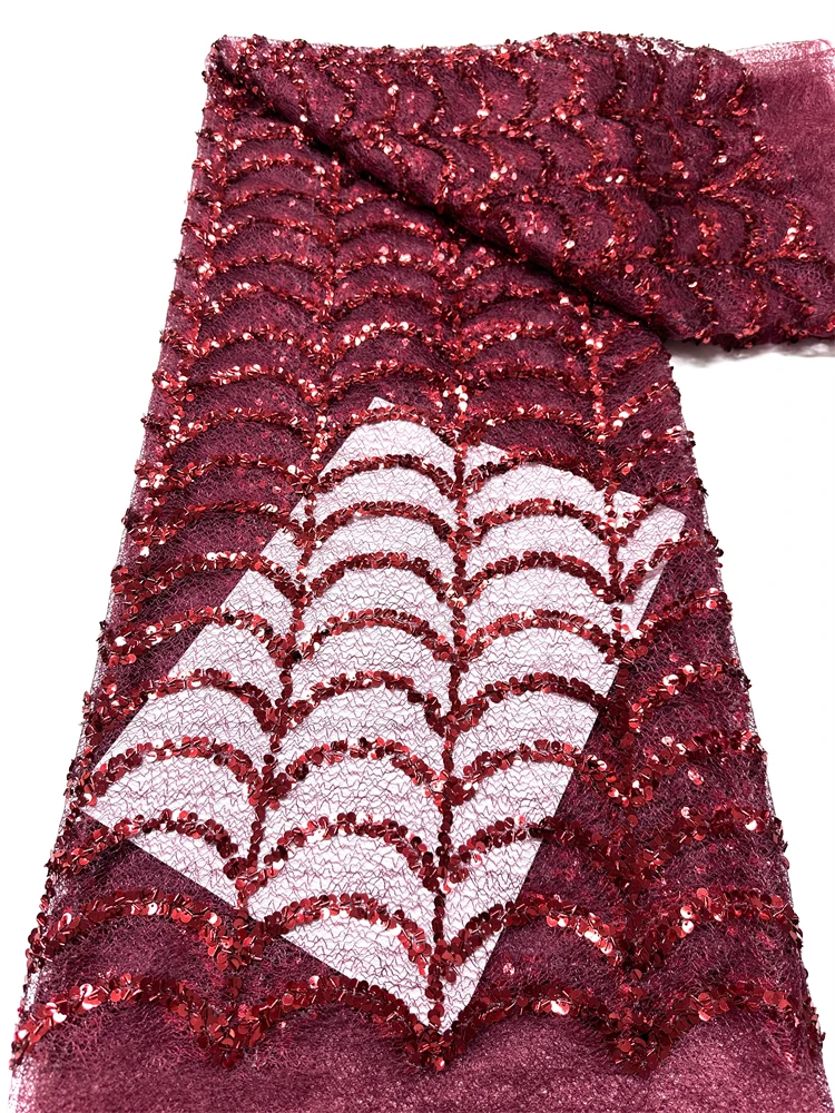 

African Sequins Beaded Groom Lace Fabric High Quality French Tulle Lace Fabric 2026 Embroidery Nigerian Lace Fabrics Sewing