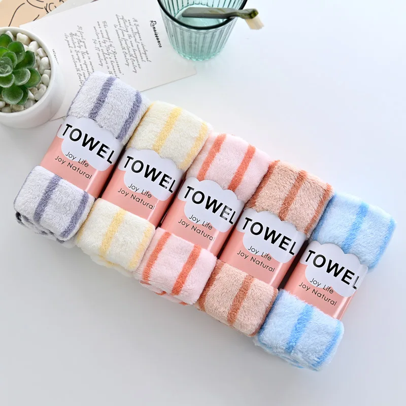 2pc High-density Coral Velvet Striped Towel Wholesale Home Color Strip Bath Towel Absorbent Beach Towel Department Store Gifts