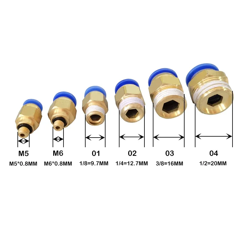 50PCS PC Series Pneumatic Fitting 1/8