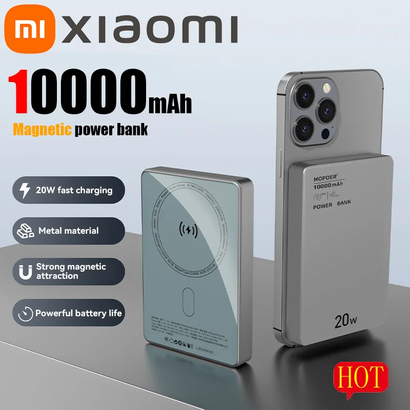 Xiaomi 10000mAh Magnetic Power Bank 20W Super Fast Charging Power Display Portable Auxiliary Battery For iPhone Samsung 2025New