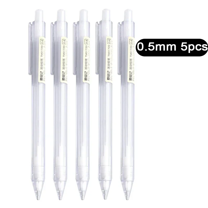 5‑Pack White Mechanical Pencils 0.5/0.7mm