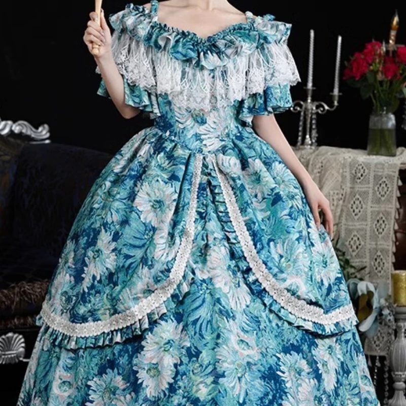 ยุโรปพิมพ์ศาลชุดขุนนางชุดวันเกิดบทบาทเล่นเกมโต๊ะละครภาพ masquerade เจ้าหญิง Glamorous ชุด