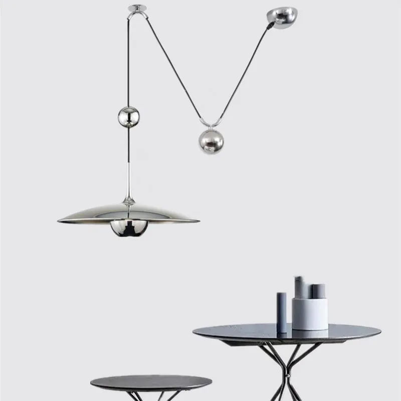 Creative Pulley Chandelier Simple Flying Saucer Style Hanglamp for Dining Room Store Loft Pendant Light Chrome Gold Lighting Fix