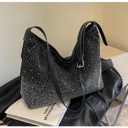 Canvas Shoulder Bags Casual Solid Zipper Diamonds Women‘s Bags Hot Sale 2024 Cusual Tote High Quality Bolso De Mano De Mujer