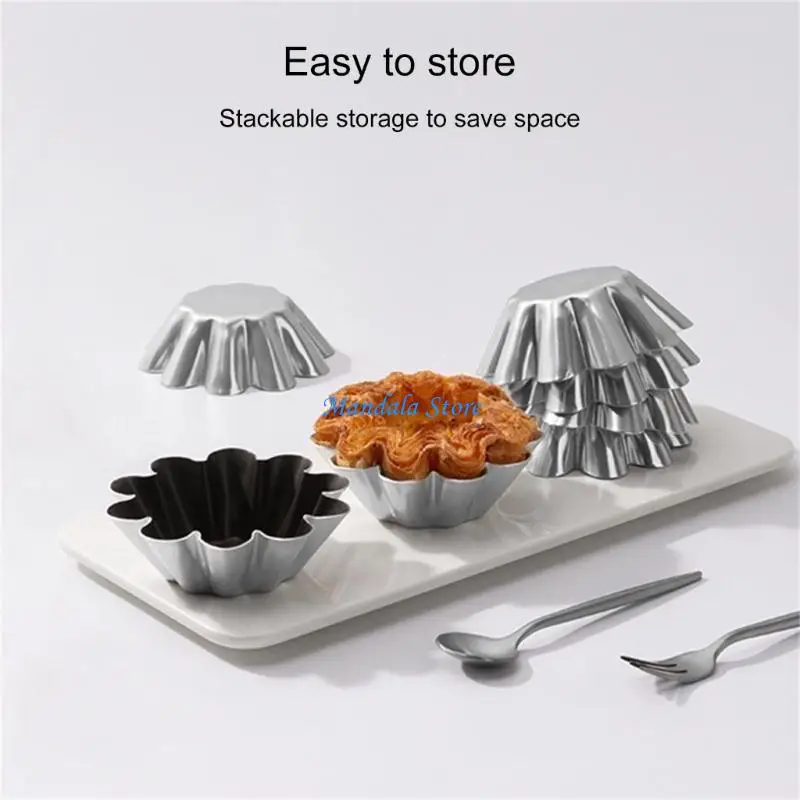 

U2JC 4Pcs Eggs Tart Molds Aluminium Small Tart Pans Small Cupcakes Cake Muffins Cookie Molds Bakings Cups for Bakings