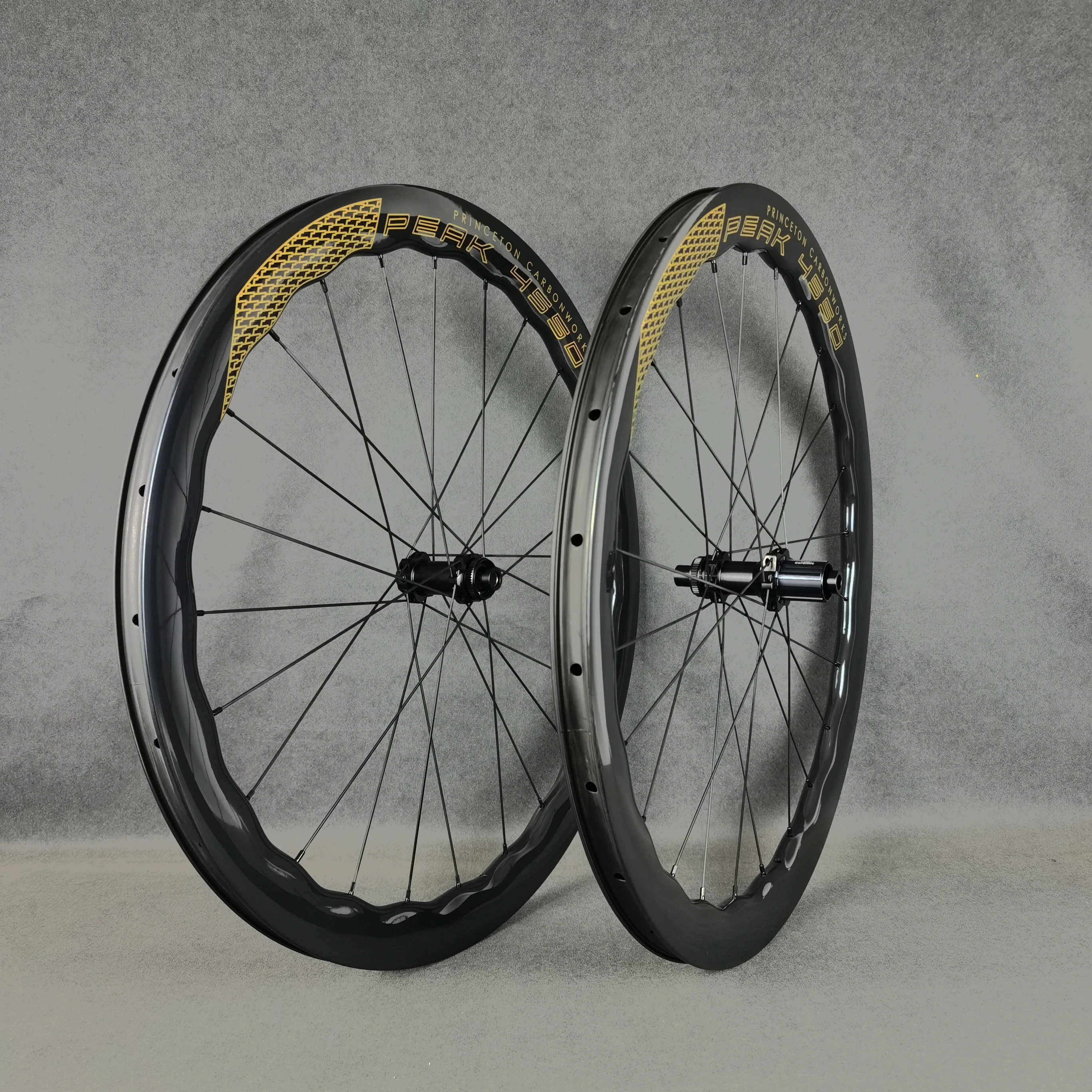 700C Road Carbon Fiber Disc Brake Bicycle Wheels PEAK 4550 Wide 28mm Wheel Set UD Glossy Surface with Tubular/Tubeless-Clincher