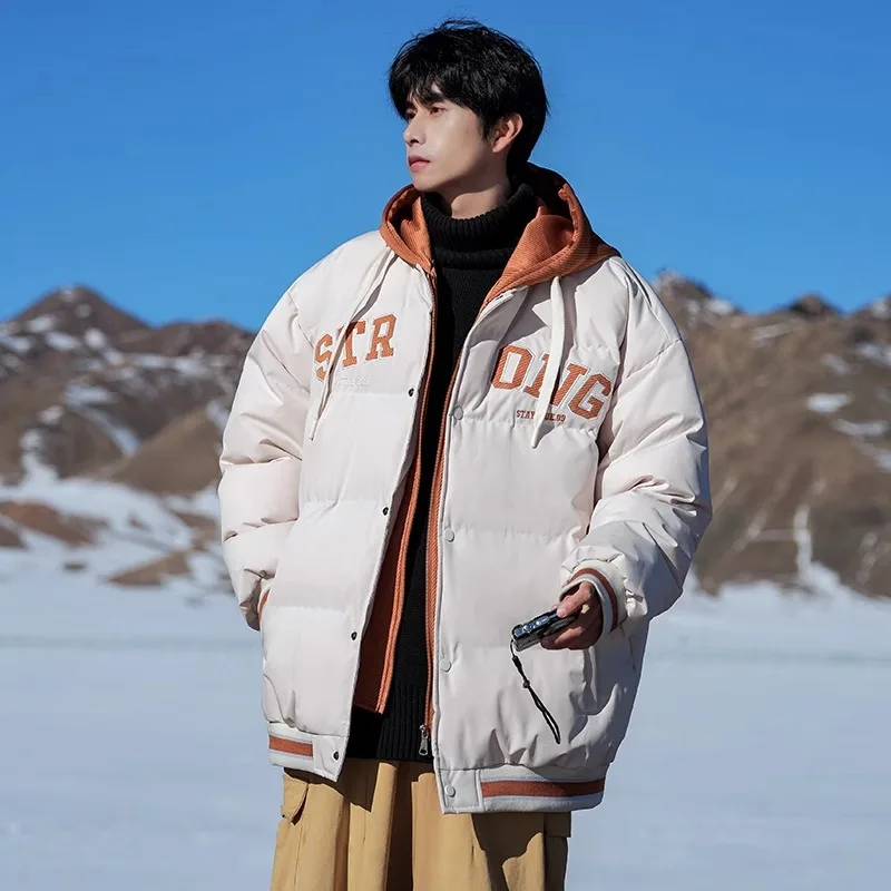 

Harajuku хип-хоп пальто с капюшоном мужская куртка-пуховик мужская зимняя куртка пальто оверсайз мужская женская зимняя парка красочная корейская парка