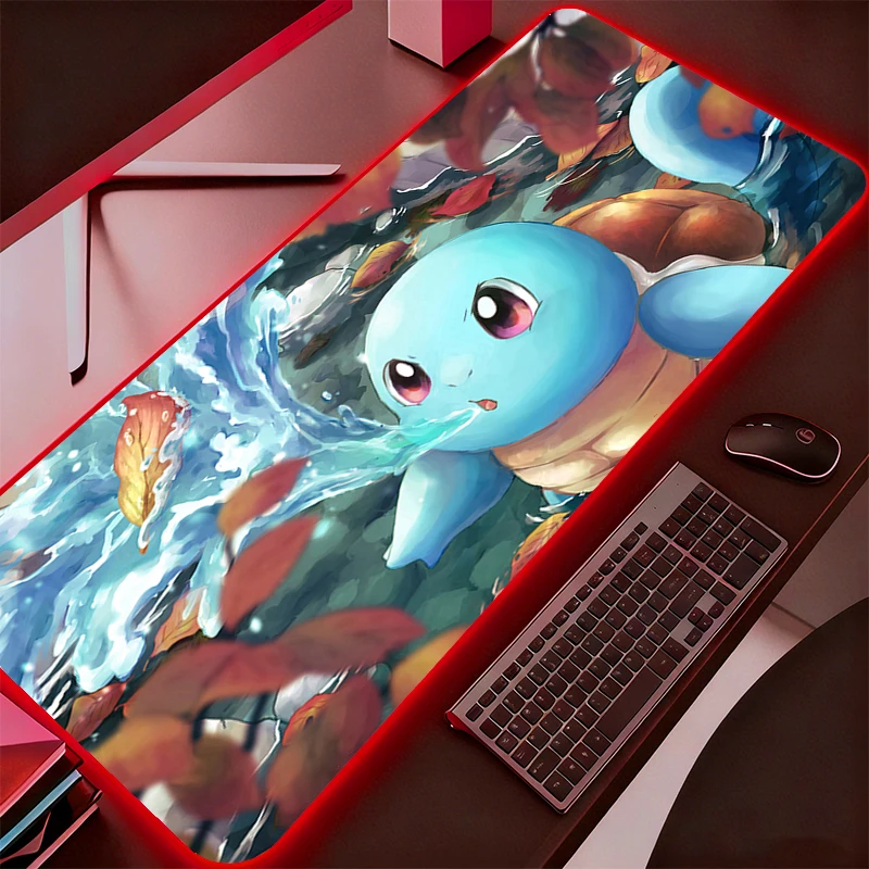 LED Mouse Pad Pokemon Pikachu Backlight Gaming Accessories PC Computer Keyboard Gamer RGB Desk Mat Alfombrilla Xxl Mousepad