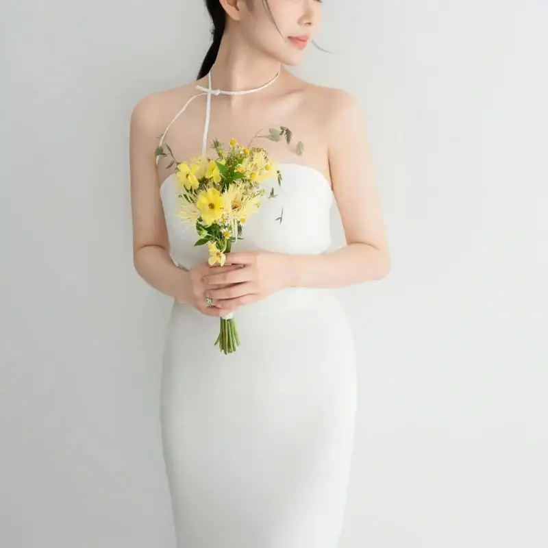 Simple Mermaid Wedding Dresses New Soft Satin Bridal Dress With Small Train Sexy Strapless Elegant Long Evening Dress Customized