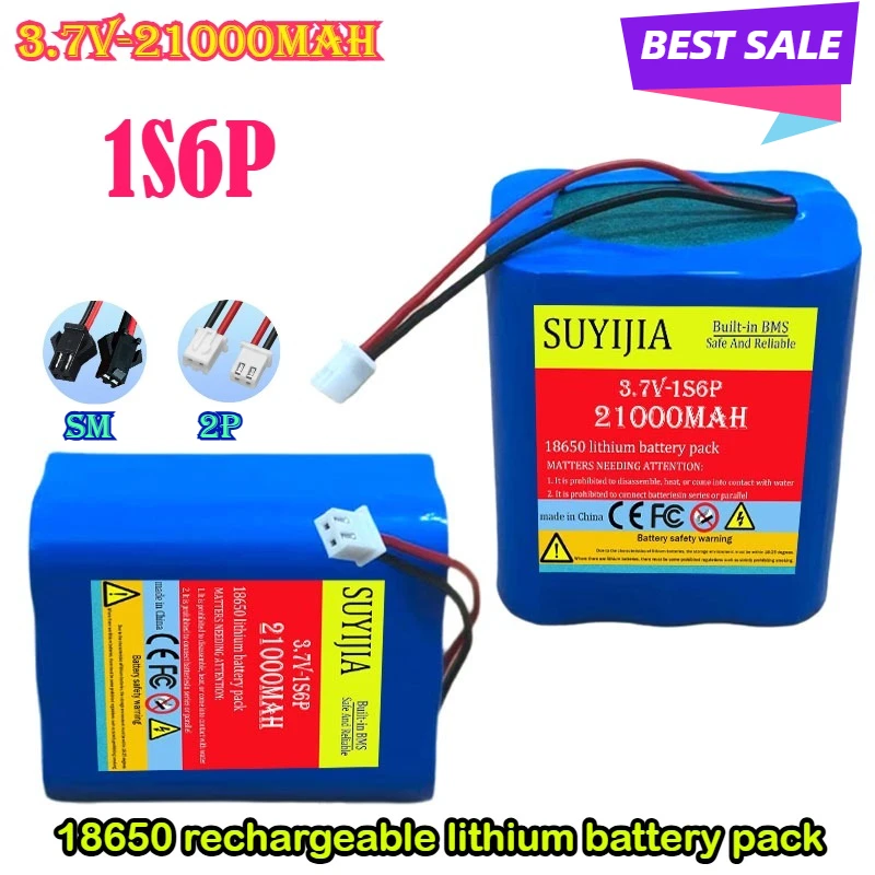 

18650 1S6P Battery 3.7V 21AH Rechargeable Li-ion Battery Pack for LED Light Bluetooth Speaker Spare Replacement Original Battery