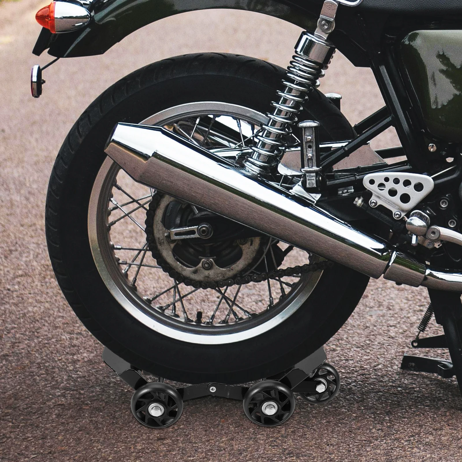 

Flat Tire Motorcycle Booster Black Steel Emergency Trolley For Bike Reliable Moving Assistance Tire Wheel Tool