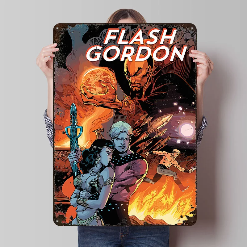 Flash Gordon Comic Book Cover Printed Poster Customized Wall Art Retro Vintage Metal Tin Signs for Home Decor Living Room House